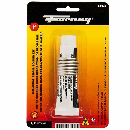FORNEY Solder Kit, Lead Free LF, Plumbing Repair, Solid Core, 1/8 in, .75 Ounce 61435
